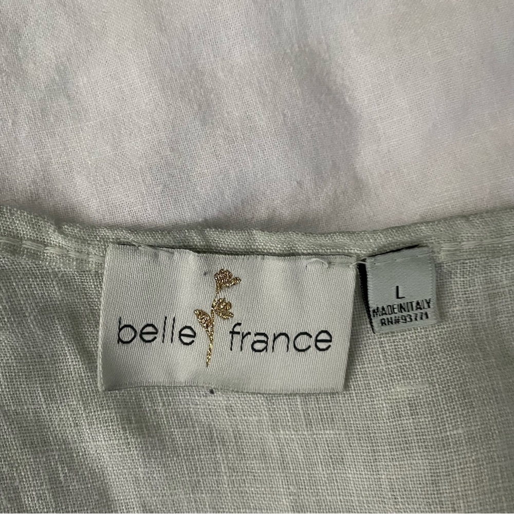belle france LARGE short sleeve Blue green 100% linen tie dye blouse top Italy - Picture 3 of 8